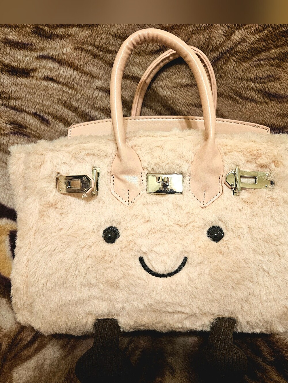 Plush Smiley Tote Bag in Light Pink - Cute Women's Handbag | Jellycat Purse